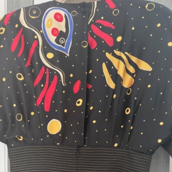 Ibe Vintage Silk Dress Celestial Moon Whimsigoth Artsy - Picture 4 of 10